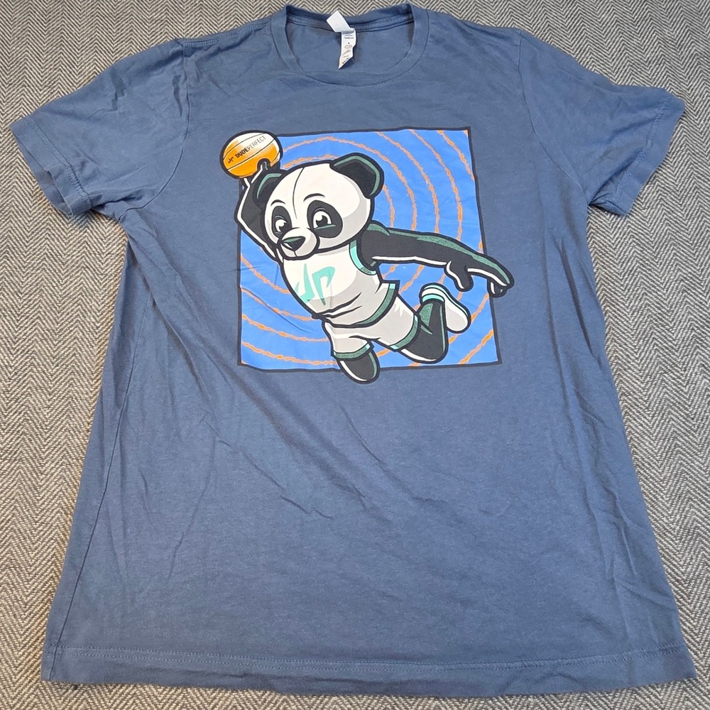 Dude Perfect Panda Basketball Graphic Tee Shirt Blue Mens Medium Bella Canvas